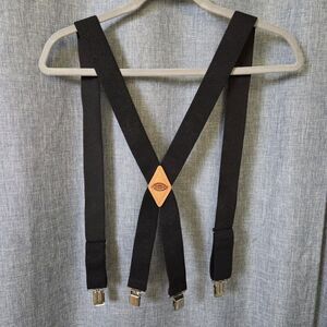 Dickies Mens Suspenders Leather X-Back Waist Clip 1.5" Adjustable Elastic Straps